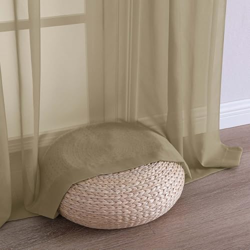 Taupe Sheer Curtains 96 Inches Long 2 Panels (Taupe / 59"W x 96"L (Pack of 2))