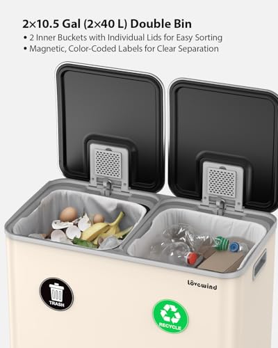 Trash Can 2 x 10.5 Gallon (Apricot / 2 x 10.5 Gallon (2 x 40 L))