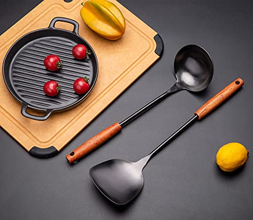 Spatula & Ladle Wok Tool Set (Black-2 Pieces Set)
