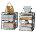 4 Tier Stackable Closet Organizers and Storage (Black-4 Tier)