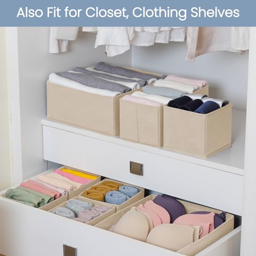 Drawer Organizer Clothes (Beige / 16 Pack)