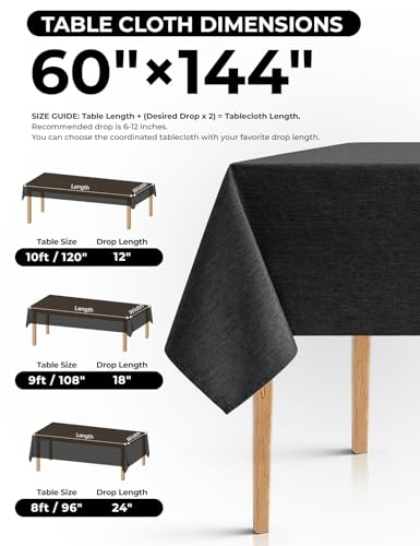 Black Extra Large Cloth Table Cloths for Rectangle Tables (Black / 144" x 60" (Rectangular))