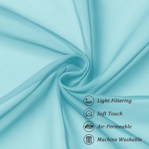 Sheer Aqua Tier Curtains 24 Inch Length Set (Aqua / 42"W x 24"L (Pack of 2))