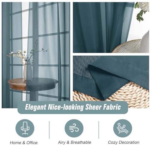 Window Sheer Curtains 45 Inches Length (42"W x 45"L (Pack of 2) / Dusty)