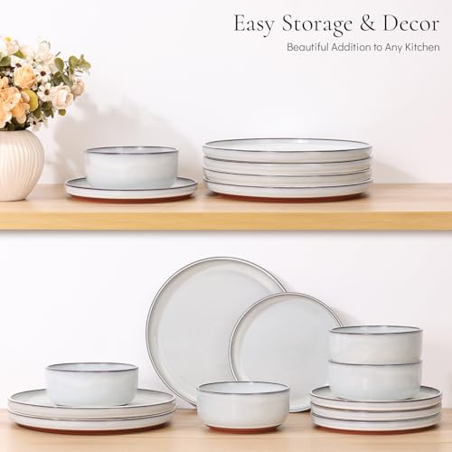 Stoneware Dinnerware Sets for 8 (Glacier White / Service for 8)