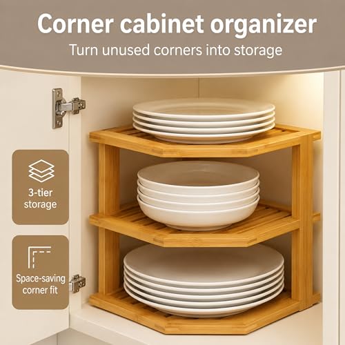 3 Tier Corner Shelf (Bamboo)