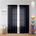 Black Sheer Curtain Panels 72 Inch Length (Black / 40"W x 72"L (Pack of 2))
