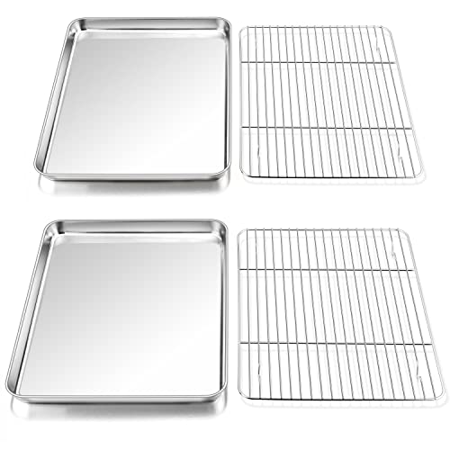 16 Inch Baking Sheet with Rack Set (Pans with Flat Racks / 16 + 16 Inch)
