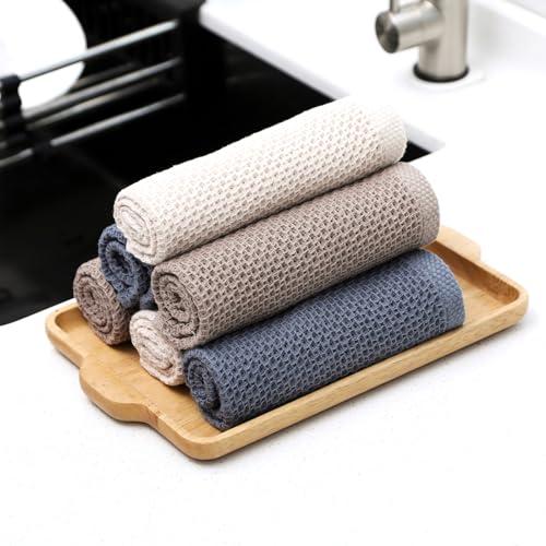 6 Pack Kitchen Dishcloths 100% Cotton (Brown / 12"x12" - 6 pcs)