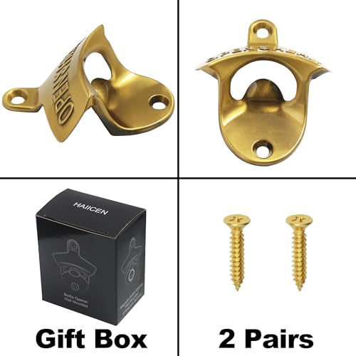 Aintque Gold Bottle Opener Wall Mounted Stainless (Antique Gold)