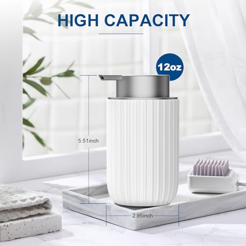 Ceramic Foaming Soap Dispenser (Matte White Silver-2pack)