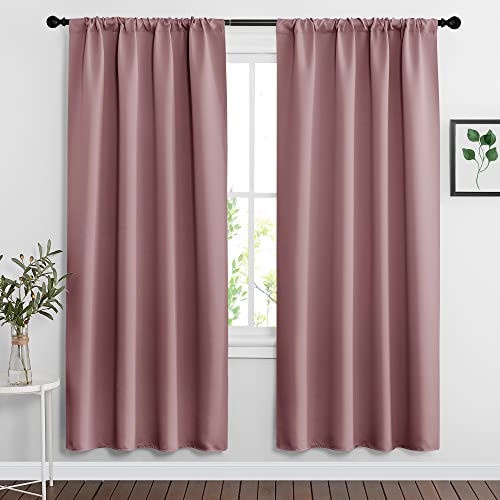 Blackout Curtains for Bedroom Living Room Nursery 72 inches Long (Dusty Rose / 42"W x 72"L (Pack of 2))