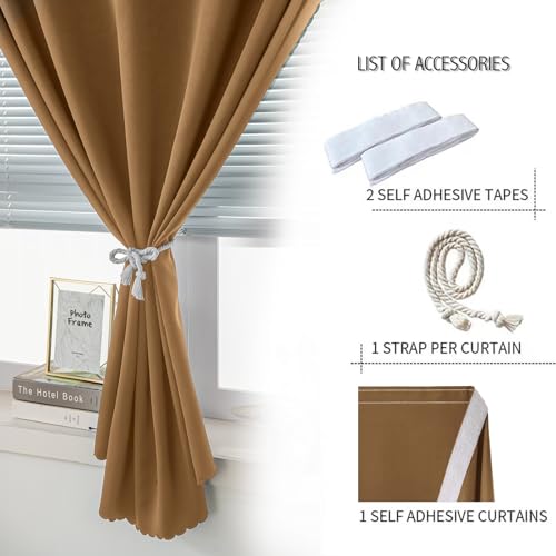 Self Adhesive Curtains (59"W x 84"L (Pack of 1) / Brown)