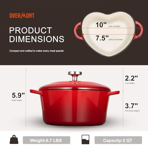 Enameled Cast Iron Dutch Oven (Cherry Red / 2 Quarts)