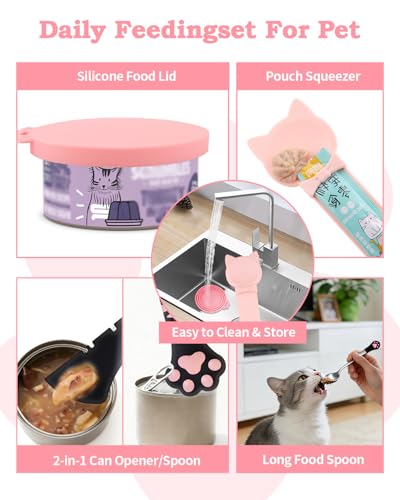 6 PCS Cat Food Can Covers Set (Black Pink)