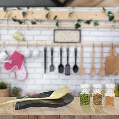 Luxury Handmade Multi Black Marble Spoon Rest for Kitchen Counter (Multi Black)