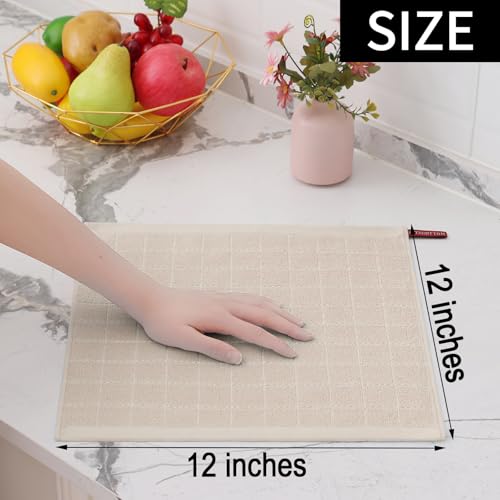 100% Cotton Terry Kitchen Dish Cloths (Beige / 12 X 12 - 6 Pack)