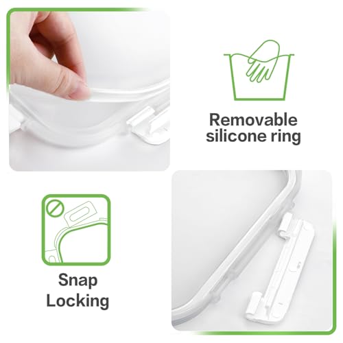 8 Pack 36oz Large Glass Meal Prep Containers with Leak Proof Snap (White / 8 Pack 36oz)