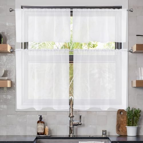 Sheer White Vanlance for Windows 2 Panels (White / 52"W x 18"L (Pack of 2))