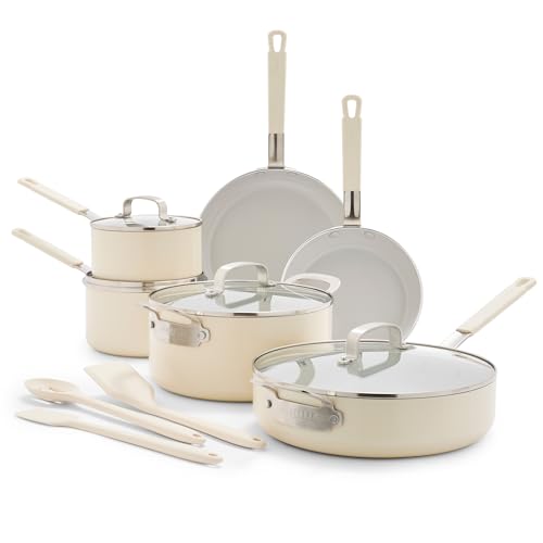 x Bobby Flay 13 Piece Ceramic Nonstick Cookware Set (13 Piece Cookware Set / Cream)