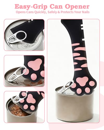 6 PCS Cat Food Can Covers Set (Black Pink)