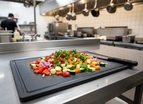 18x12 Black Cutting Board with Groove (18"L x 12"W / Black)