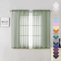 Short Sheer Curtains 54 Inches Length 2 Panels (Sage Green / 40"W x 54"L (Pack of 2))