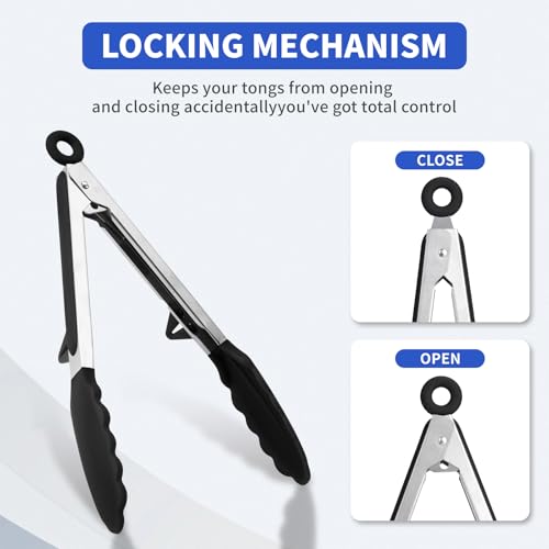 Kitchen Tongs (Black / 9 Inch)