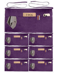7 Pack Server Aprons with 4 Pockets (7 Pack Short Apron-purple)