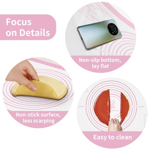 Non stick Silicone Pastry Mat (Pink / 32"L x 24"W)