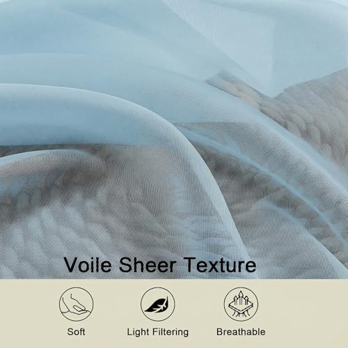 Sheer Curtains 63 Inch Length 2 Panels Set for Living Room Bedroom (Sky Blue / 42"W x 63"L (Pack of 2))