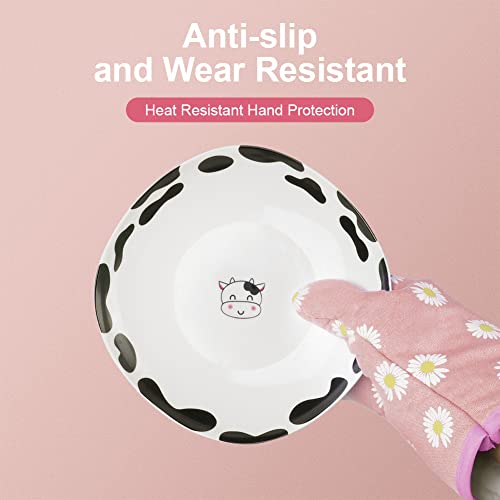 Oven Mitts and Potholders (Daisy-pink)