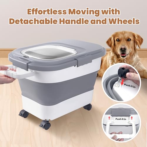 15 23Lbs Airtight Dog Food Storage Container (Grey/23 LBS)