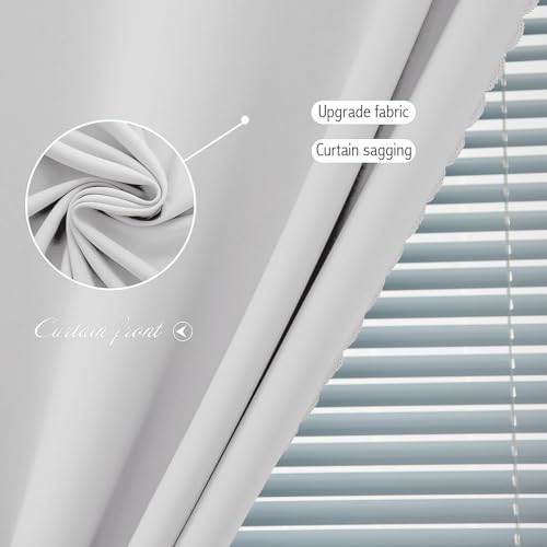 Blackout Curtains for Bedroom Sticky Curtain Blackout Window Cover Self Adhesive Curtains Rod No Drillng (59"W x 71"L (Pack of 1) / Light Grey)