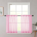 Pink Kitchen Curtains 30 Inch Length Tier 2 PCS (Pink / 42"W x 30"L (Pack of 2))