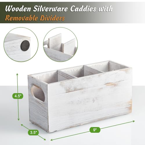 Wooden Silverware Caddy (Retro White)