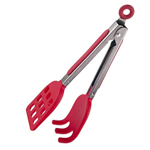 Mini Easy Grip Waffle Tongs Holder (Red)