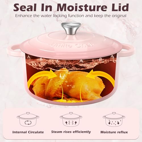 5QT Enameled Cast Iron Dutch Oven Pot with Lid (Pink / 5QT)