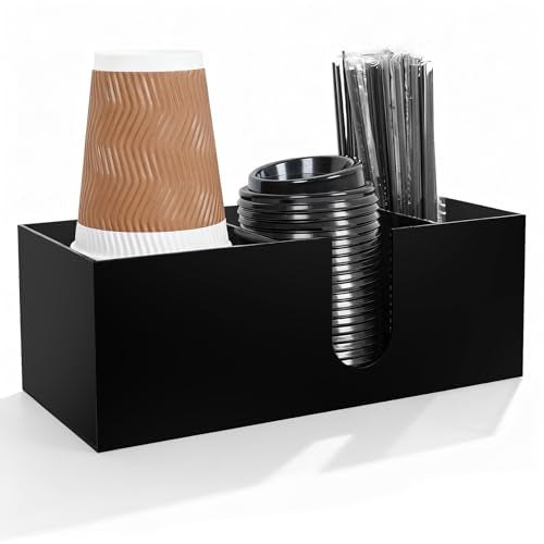 Acrylic Coffee Cup Holder for Countertop (Black / 3 Slots)