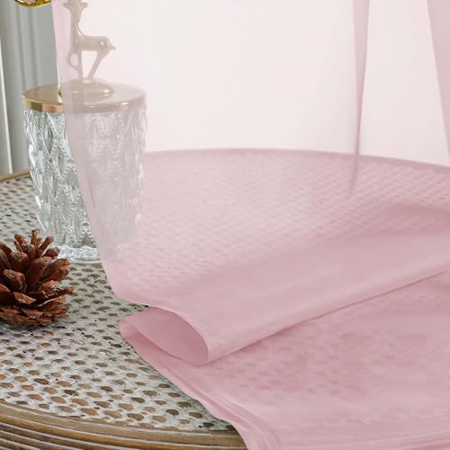 Extra Long Blush Sheer Curtains for Bedroom Living Room 108 Inches Long 2 Panels Set (Blush / 59"W x 108"L (Pack of 2))