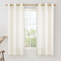 Cream Sheer Linen Curtains for Windows 60 Inch Length 2 Panels (34"W x 60"L (Pack of 2) / Cream)