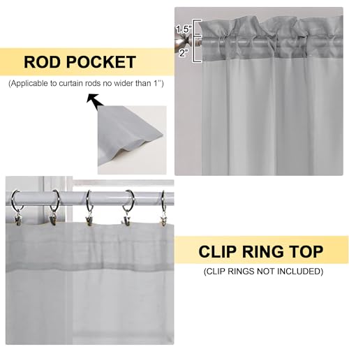 Light Grey Sheer Curtains 84 Inches Long 2 Panels (Light Grey / 42"W x 84"L (Pack of 2))