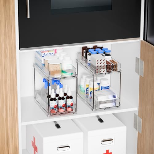 2 Tier Vertical Spice Rack Pull Out (Clear-2 Drawer)