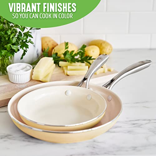 Artisan Healthy Ceramic Nonstick (Yellow / 8" and 10" Frying Pan Skillet Set / Induction)