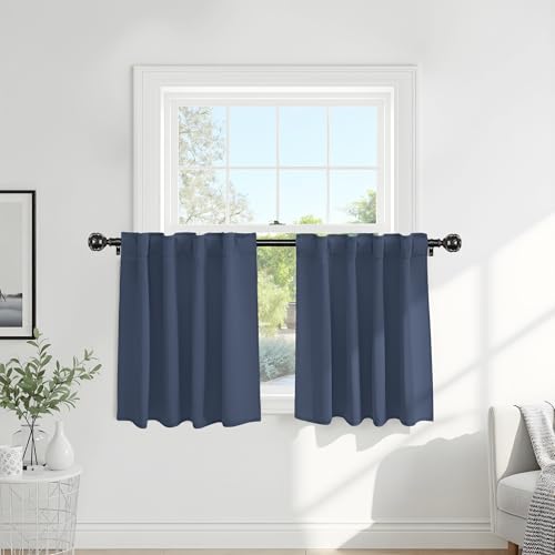 Short Curtains for Small Window (Blue Haze / 42"W x 36"L (Pack of 2))