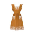Aoomzoom Vintage Aprons for Woman with Pockets Cute Lace Ruffle Adjustable Apron for Cooking Kitchen Baking Gardening (Orange Yellow)