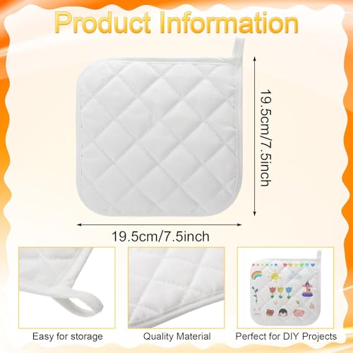 40 Pcs Pot Holder Bulk for Craft Set Including 16 White Pot Holders Oven Mitts Pack with 24 Makers Cooking Baking DIY Activities Kitchen Accessories