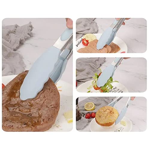 4Pcs Silicone Tongs (Black+Red+Blue+Green / 7-Inch)