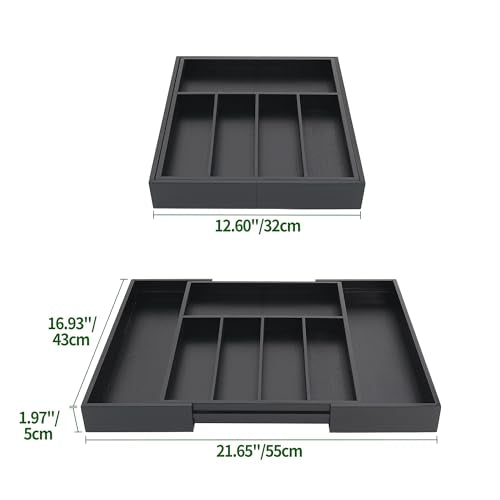 Bamboo Drawer Organizer (Black / Large)