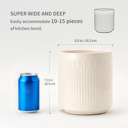 JIEMEI HOME Kitchen Utensil Holder (Aged Ivory Speckle)